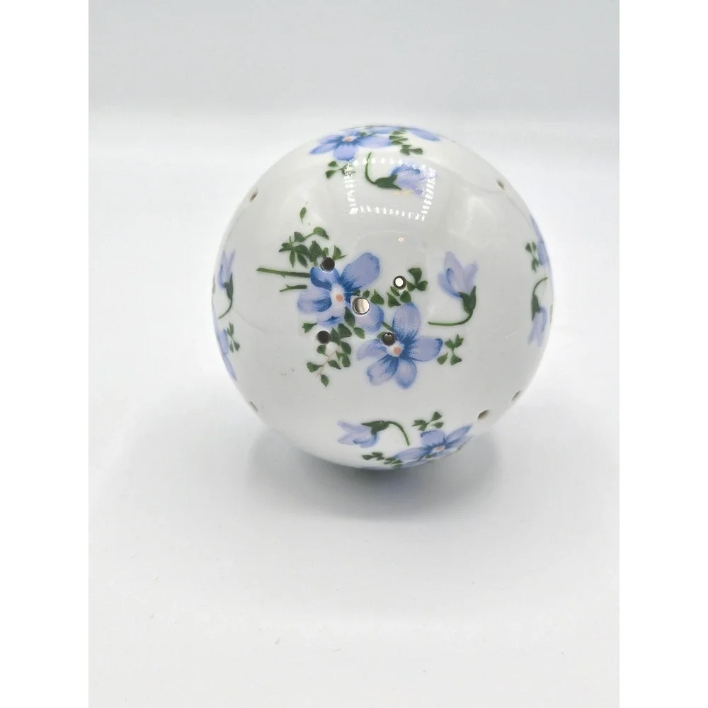 Charming Vintage‎ Porcelain Pomander/Potpourri Holder with Blue Flowers